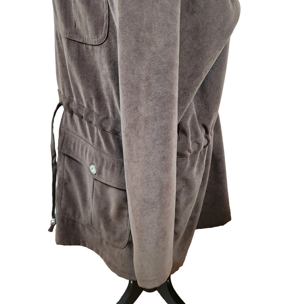 Denim & Co Moleskin Coat Womens Plus Sz 1X Brown 4 Pocket Button Front Jacket - Picture 11 of 16